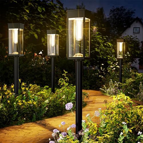 ソーラーライト 屋外 ガーデンライト セット IP 65防水 電球色 自動点灯 光センサー付き おしゃれ ソーラー パスライト 3段階高さ調節 埋め込み式 ガーデン 庭 花壇 玄関 テラス 車道照明 省エネ d 6 b 8 a 1 cf