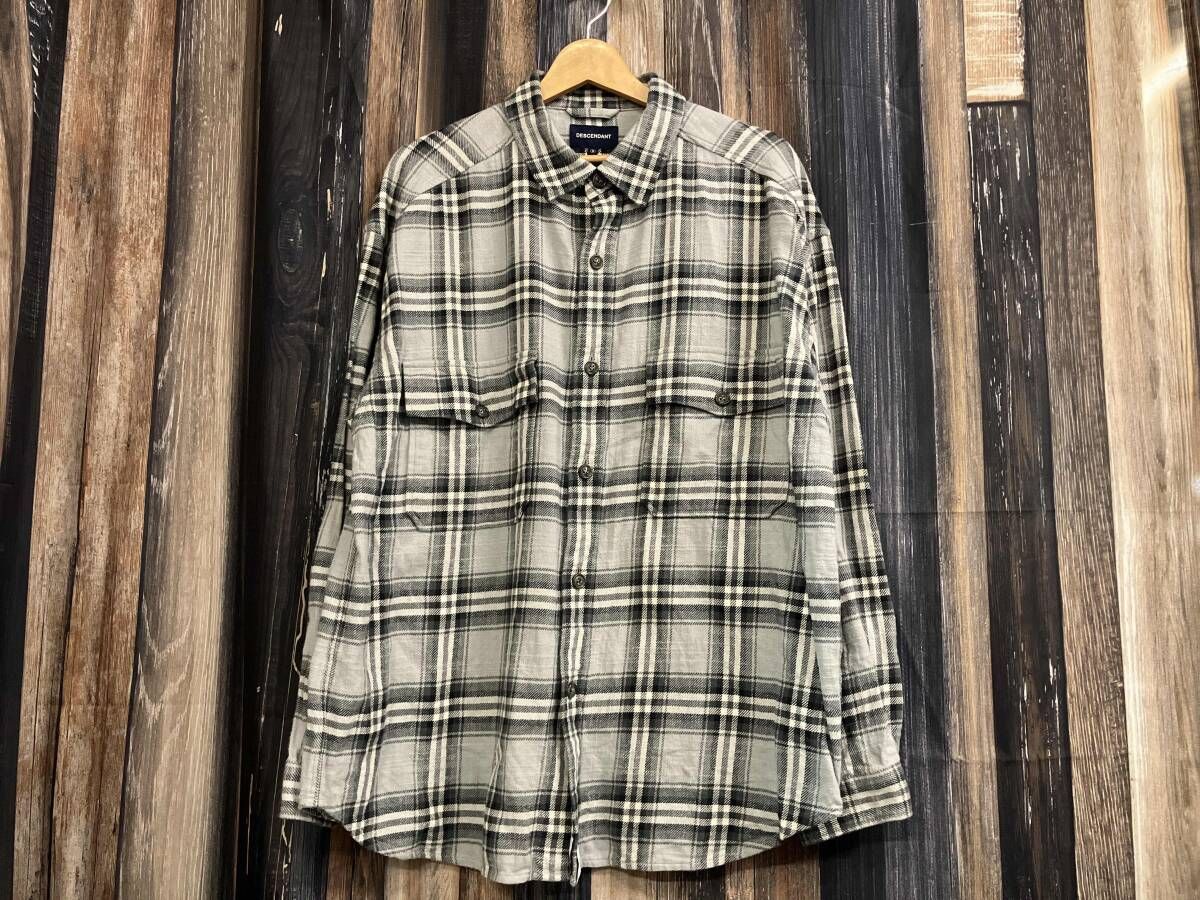 ディセンダント JAMES LS SHIRT 長袖チェックシャツ 231 TQDS-SHM 04 グレー 3