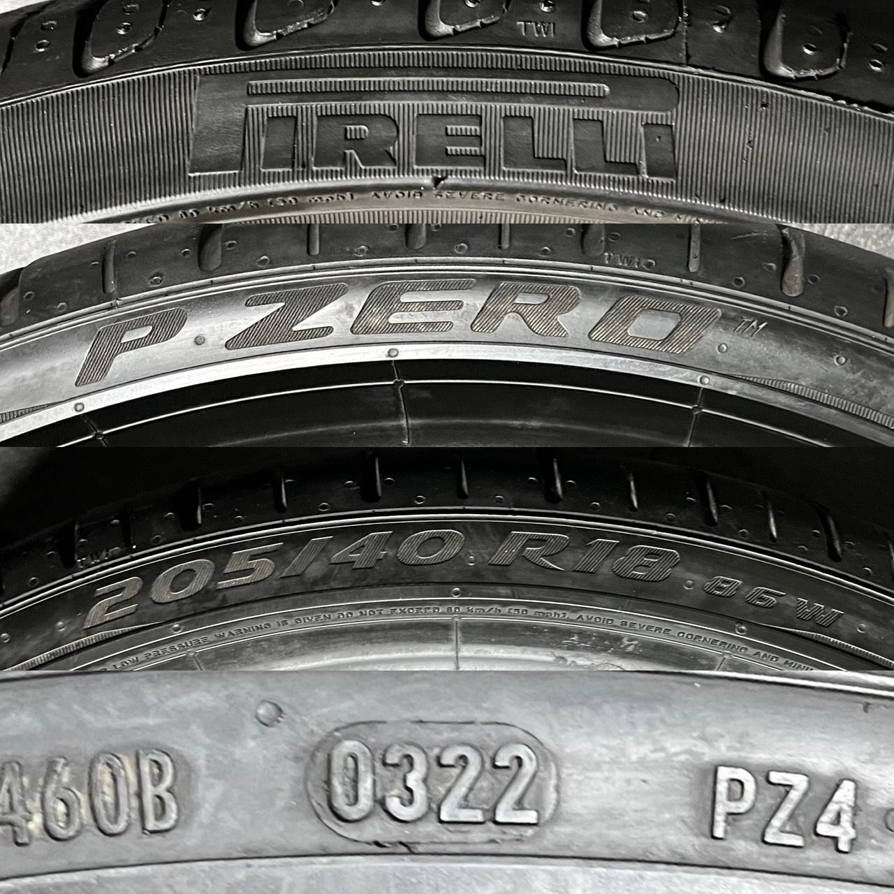  2025|2020年製 約7～8分山 ピレリ PIRELLI P 7|P ZERO ランフラット 205|40 R 18 2本 h_1008 18インチ サマータイヤ ノーマルタイヤ