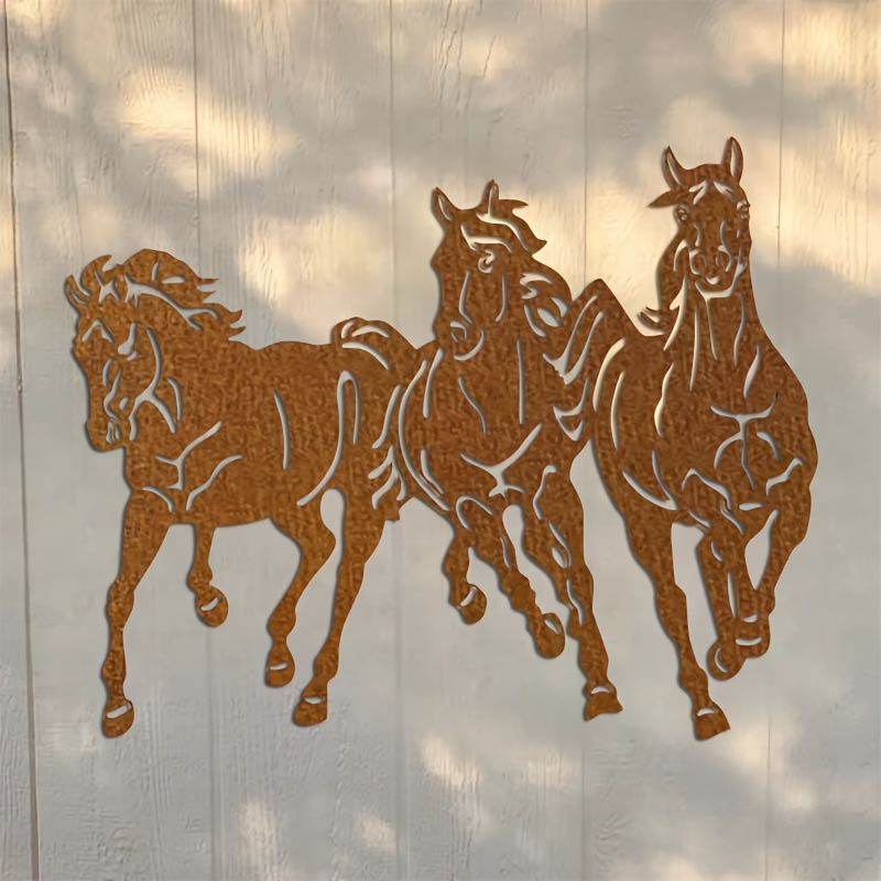 壁掛け オブジェ インテリア ウマ うま 3頭の馬 メタル ヴィンテージ風