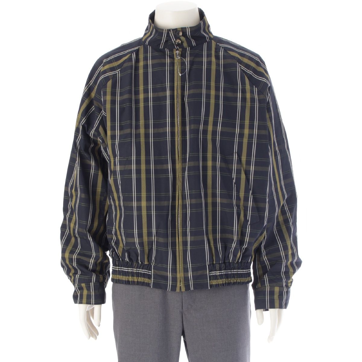 マルニ 24 SS コットン バックロゴ チェック スウィングトップ ブルゾン ジップアップ ジャケット アウター ネイビー カーキ イエロー 48