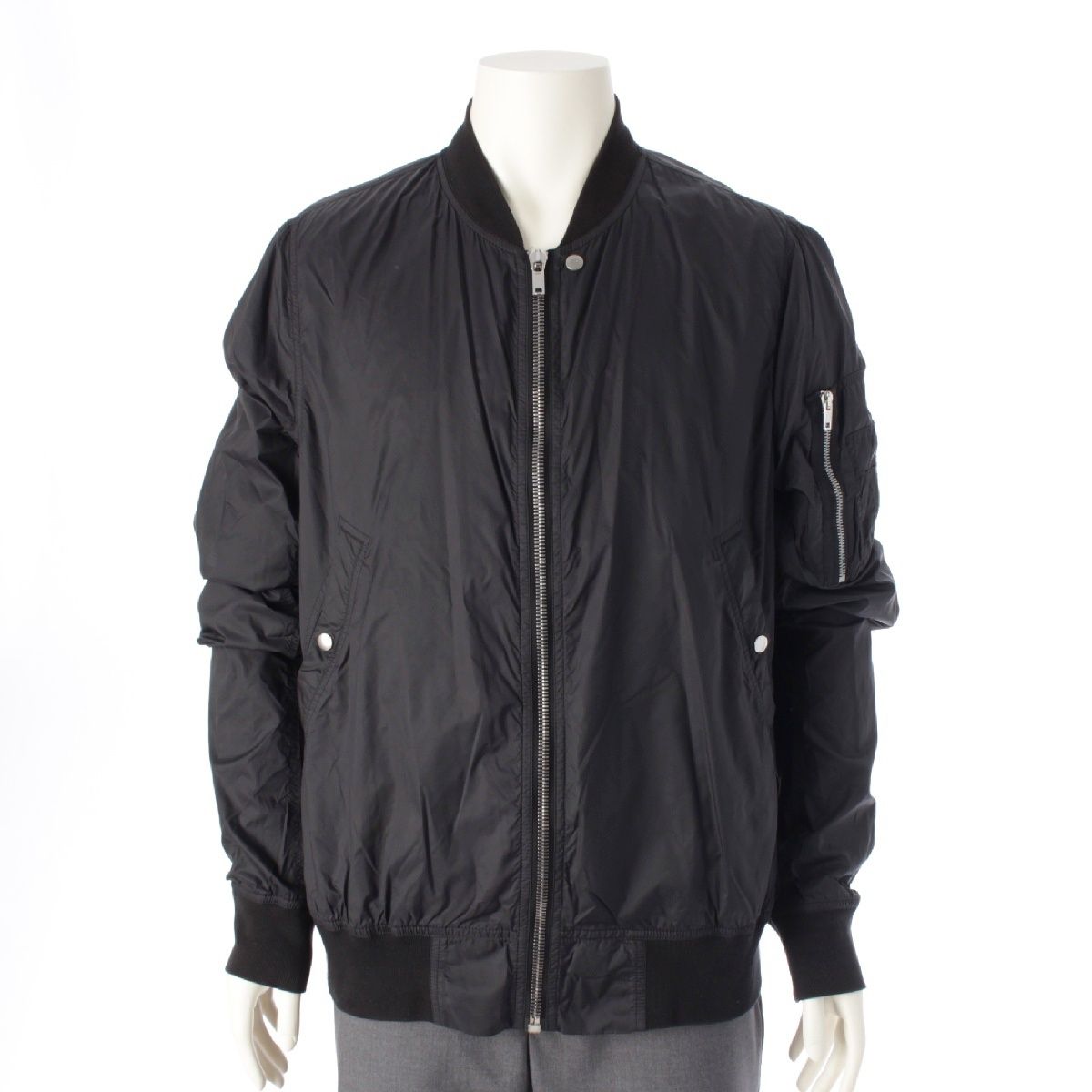 リックオウエンス ダークシャドウ Rick Owens DRKSHDW 20 SS ナイロン MA-1 ノーカラー ブルゾン フライトジャケット アウター ブラック XL