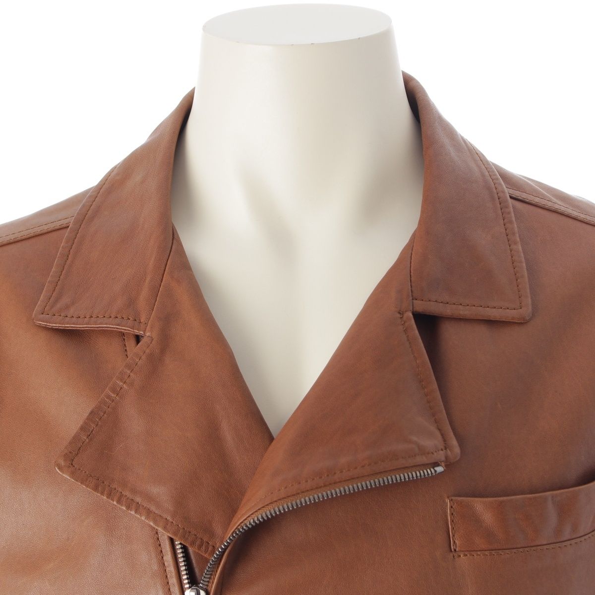 ブルネロクチネリ 羊革 レザー ハーフコート ジャケット LL キャメル ブルネロクチネリ 羊革 レザー ハーフコート ジャケット LL キャメル