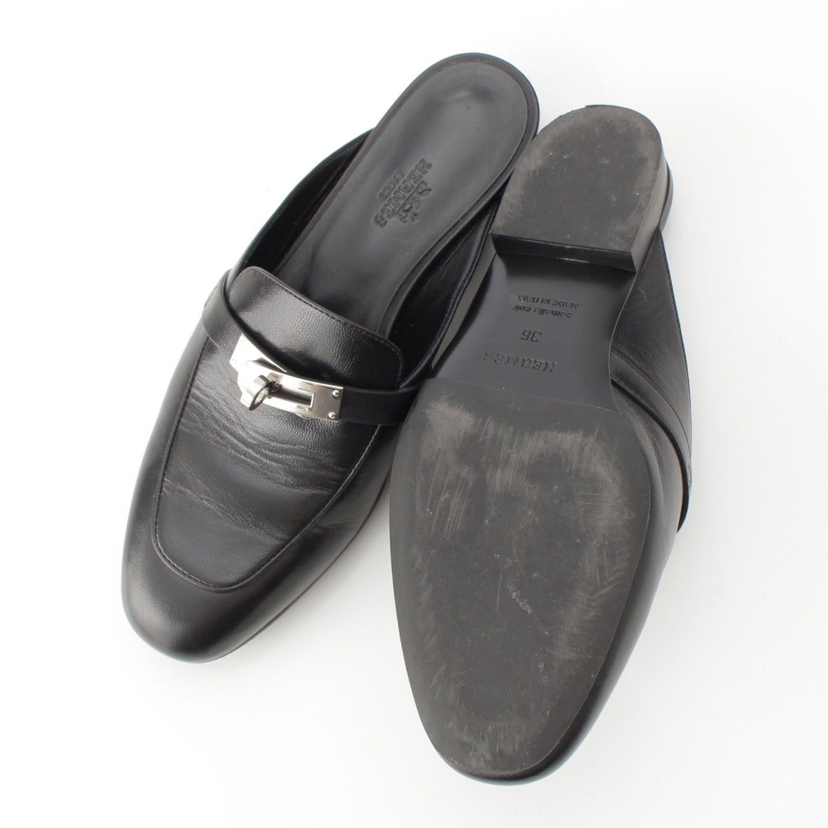 HERMES ブラック レザー ミュール 37.5 ミュール 《オズ》 | Hermès - エルメス-公式サイト