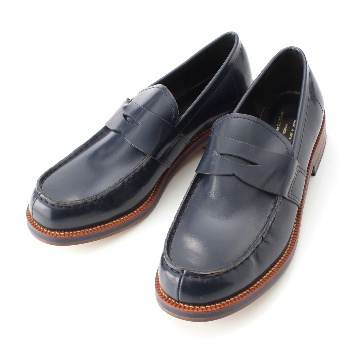 コムデギャルソンオム レザー シューズ ローファー ネイビー 26