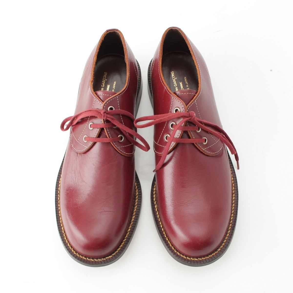 コムデギャルソンオム レザー ヒールダービー シューズ レッド 25 2|1