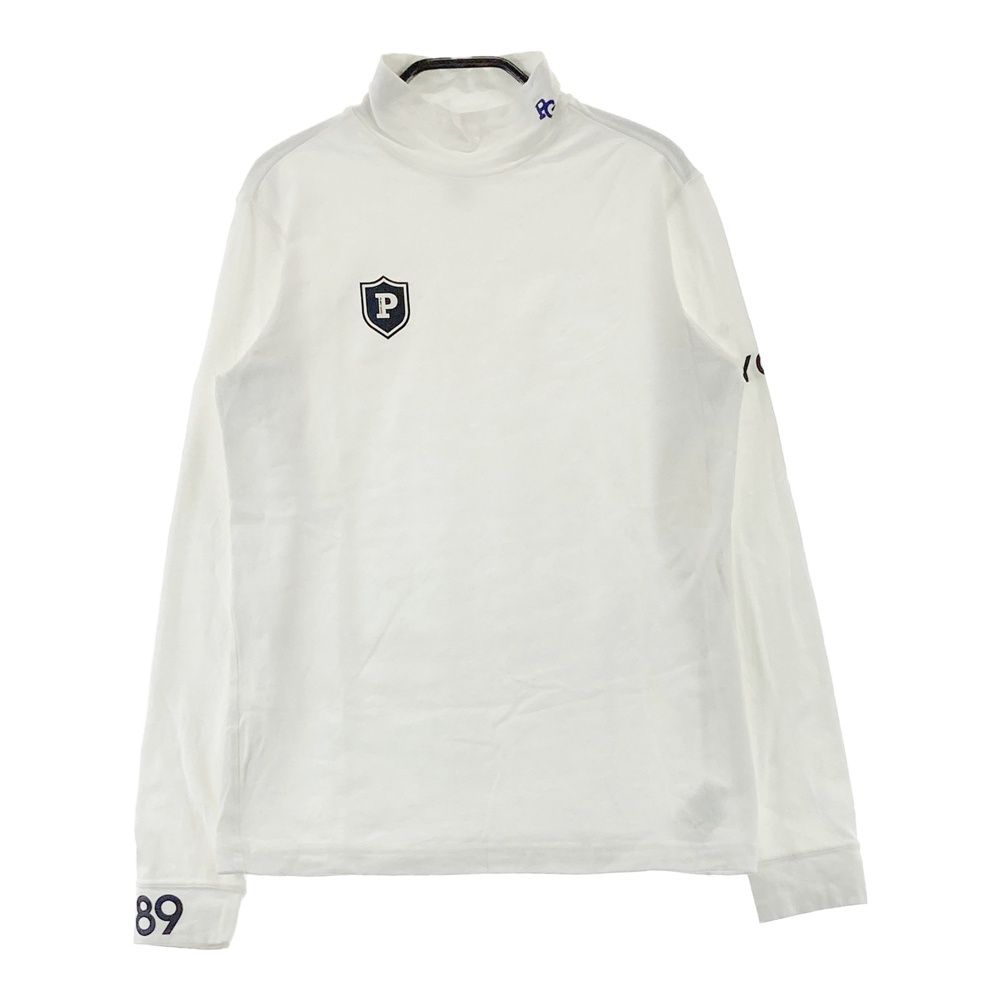 美品【パーリーゲイツ】ゴルフ ハイネック 長袖Tシャツ ロンT 総柄 紺×白 美品【パーリーゲイツ】ゴルフ ハイネック 長袖Tシャツ ロンT 総柄 紺×白