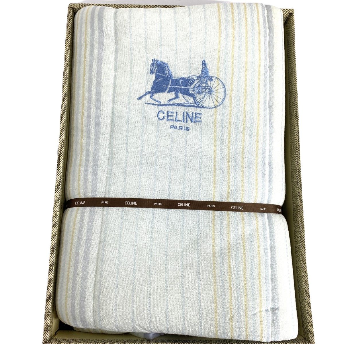 CELINE　肌掛布団 CELINE セリーヌ 合繊掛ふとん/肌掛 馬車ロゴ刺繍/コットン ライト