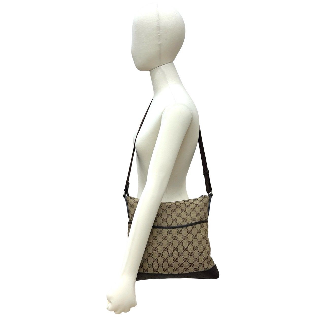 極 美品 GUCCI グッチ GG 柄 レザー 本革 GG キャンバス ショルダー 