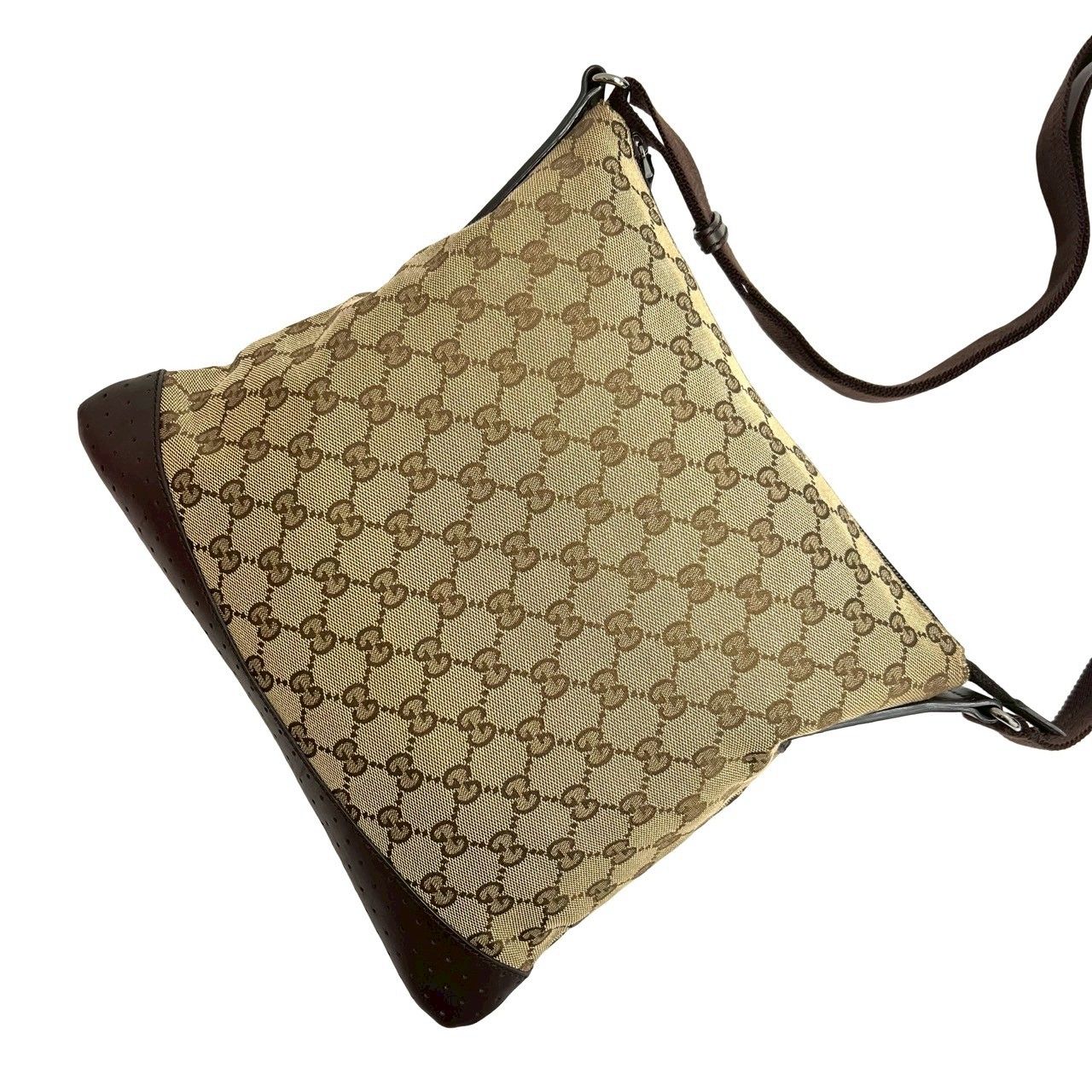 極 美品 GUCCI グッチ GG 柄 レザー 本革 GG キャンバス ショルダー