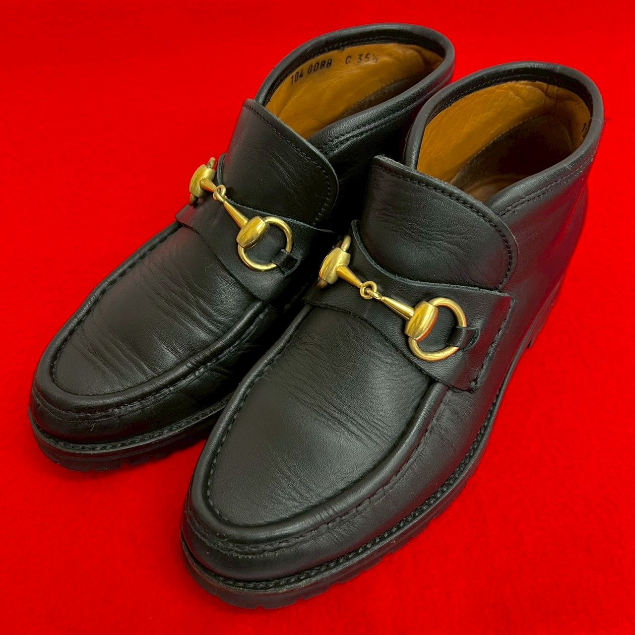 極 美品 GUCCI グッチ ホースビット 金具 レザー 本革 ショート ブーツ