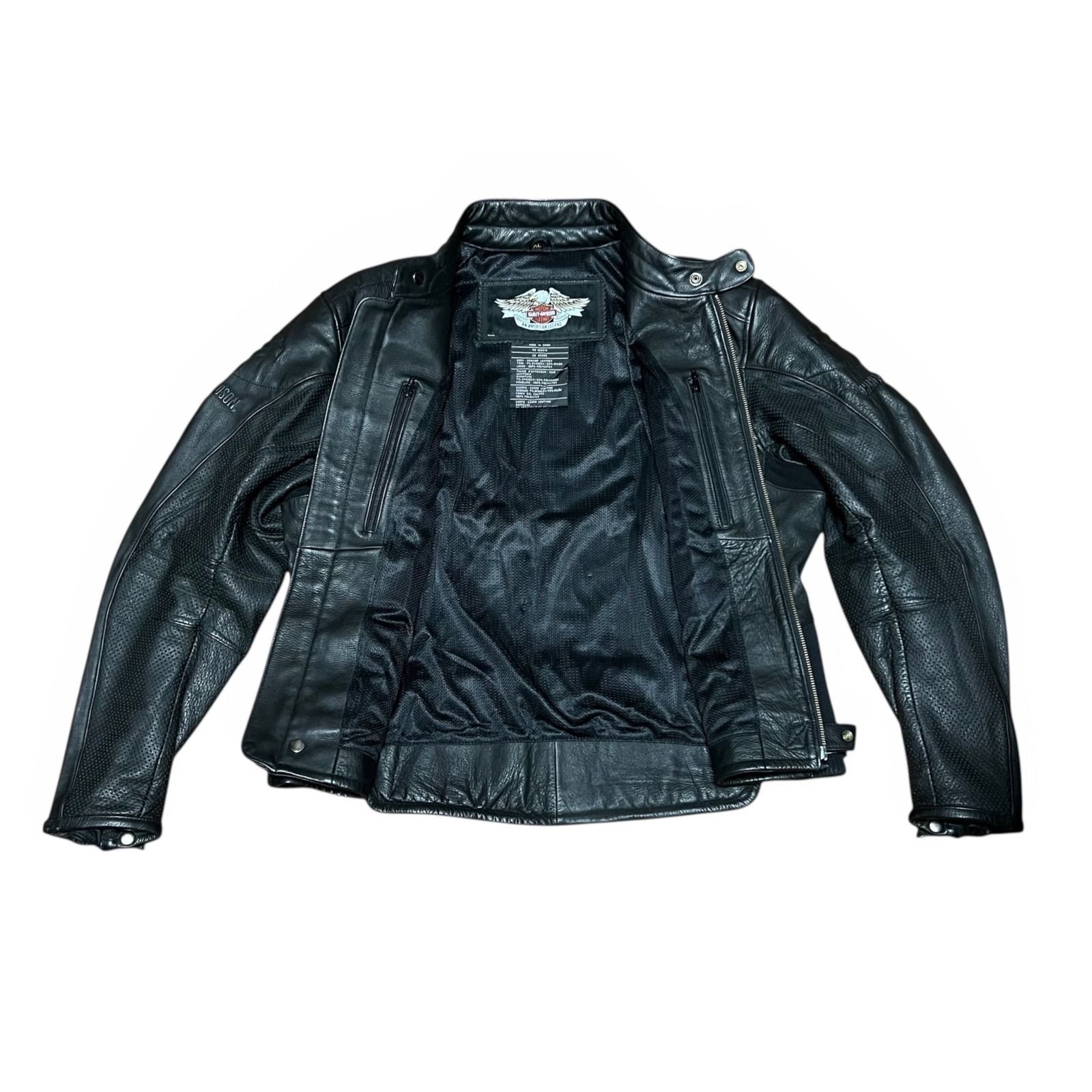 HARLEY-DAVIDSON メッシュライダースジャケット　Mサイズ　レア Harley-Davidson 本革 シングルライダースジャケット メッシュパネル