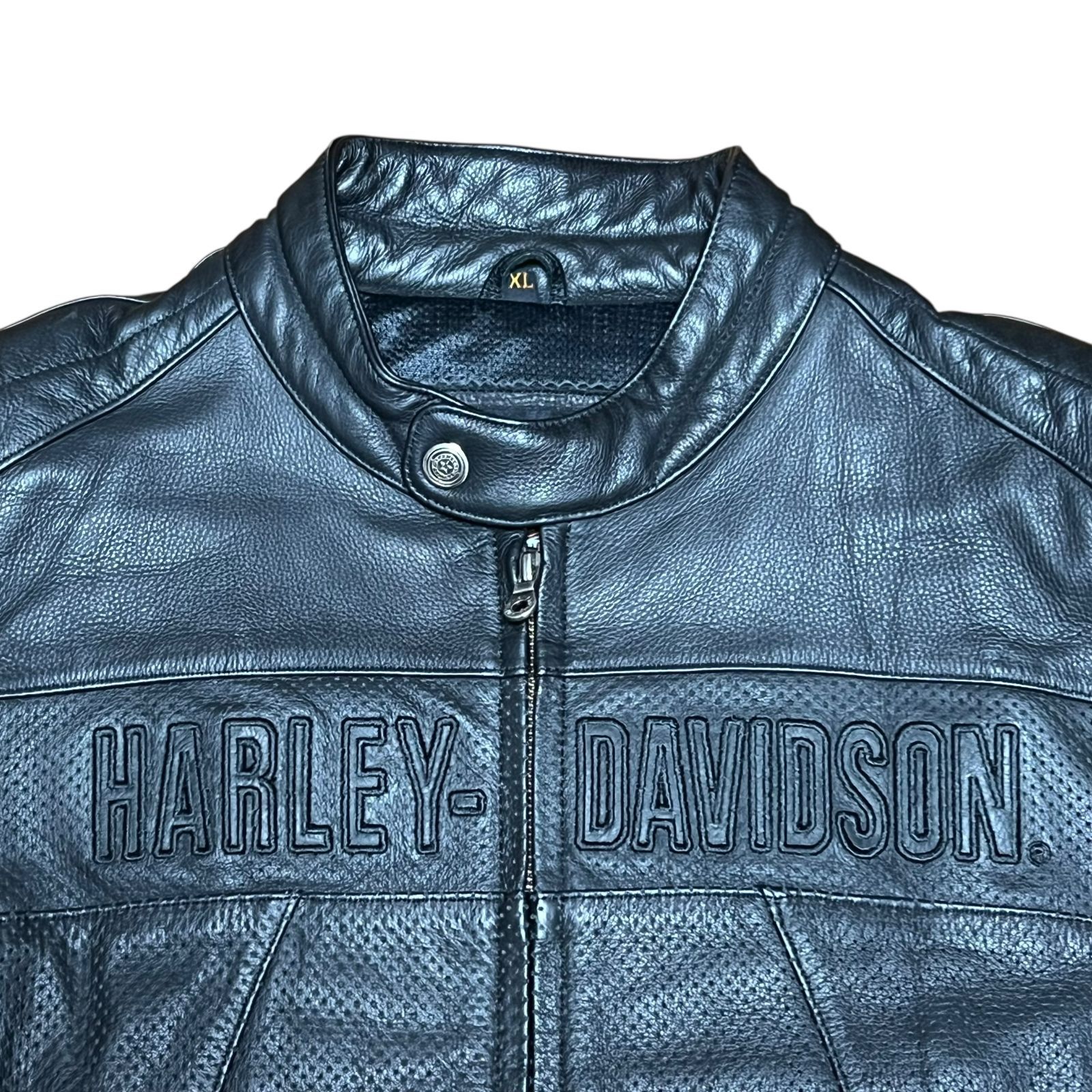Harley-Davidson 本革 シングルライダースジャケット メッシュパネル