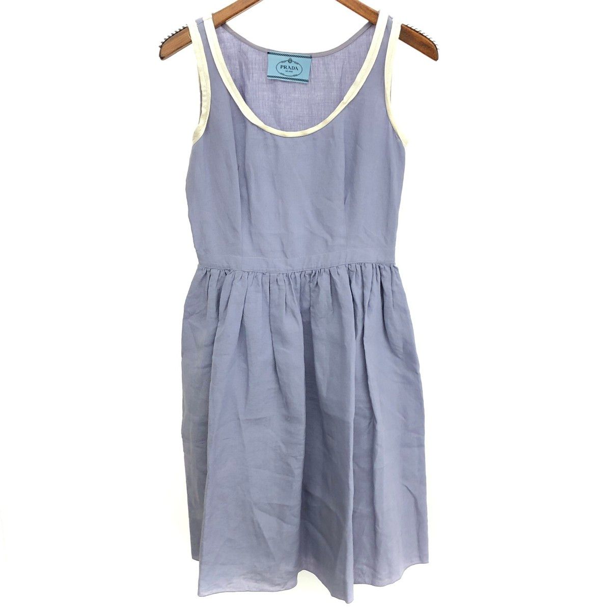 PRADA プラダ ノースリーブワンピース サイズ:40 リネン100％ パープル
