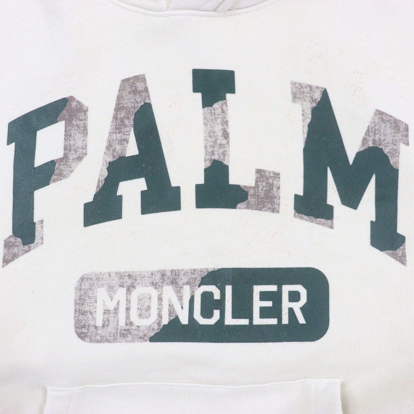 極美品▼モンクレール ジーニアス8×パーム エンジェルス 23AW HOODIE ダメージ加工 ロゴプリント プルオーバー パーカー S 正規品 メンズ 極美品▽MONCLER GENIUS 8×Palm Angels モンクレール ジーニアス8