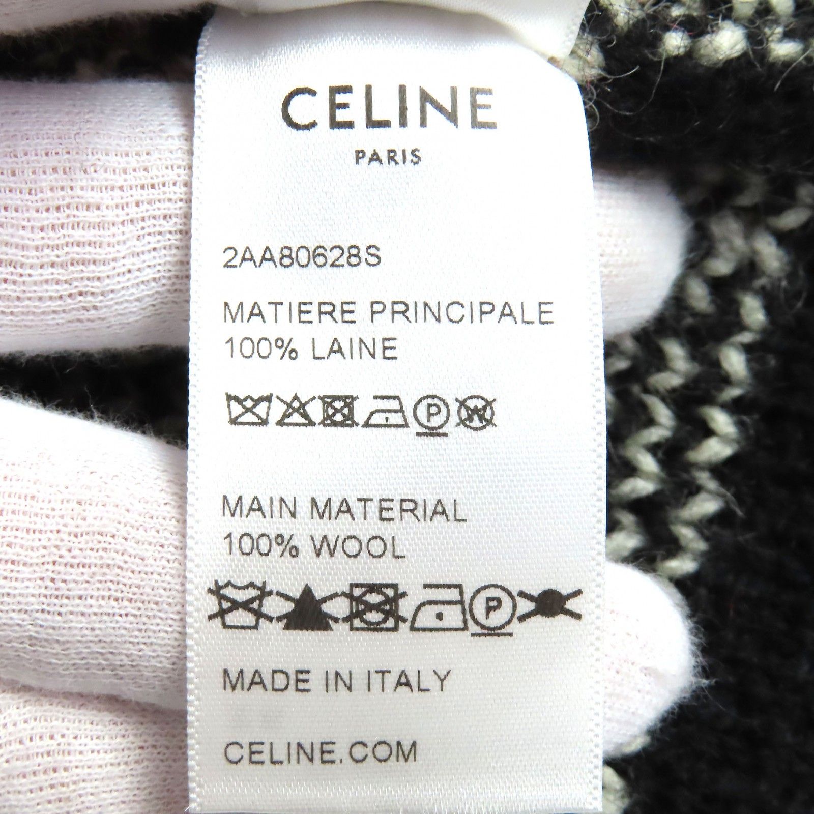 極美品△CELINE セリーヌ 22AW 2AA80628S ウール100％ フェアアイル