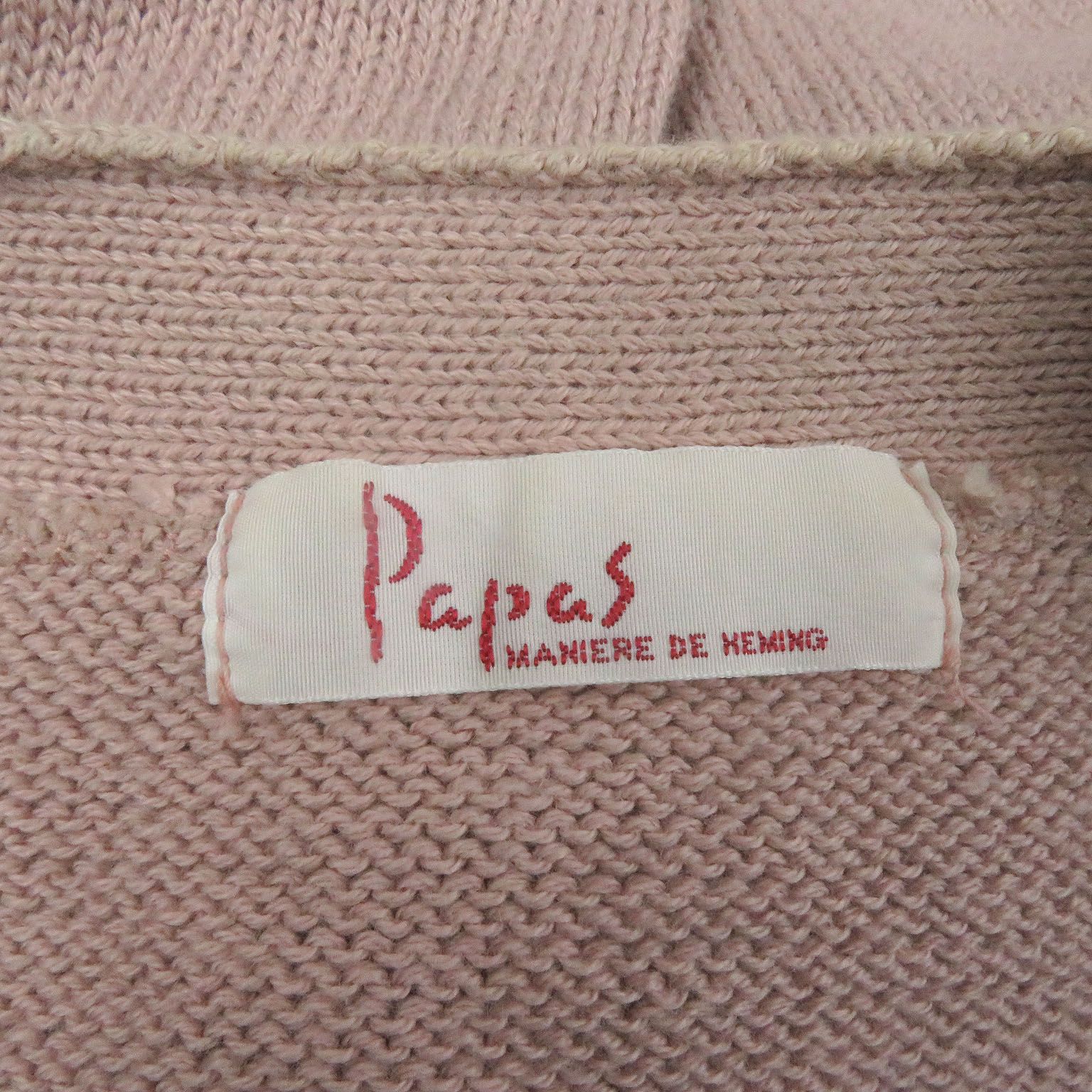 美品□Papas パパス コットン100% ロゴ入り ロングスリーブ セーター