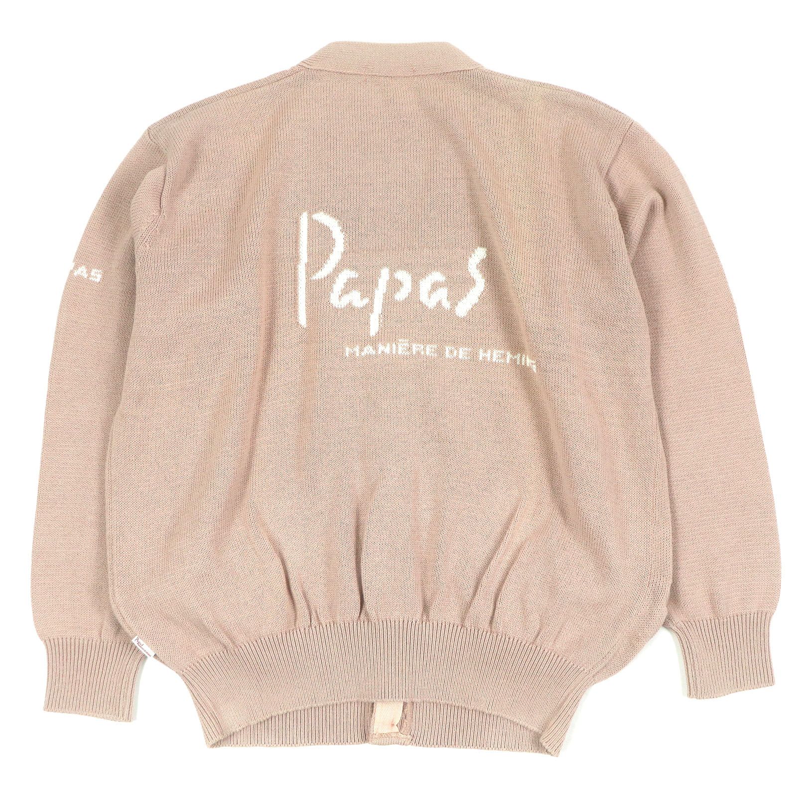 美品□Papas パパス コットン100% ロゴ入り ロングスリーブ セーター
