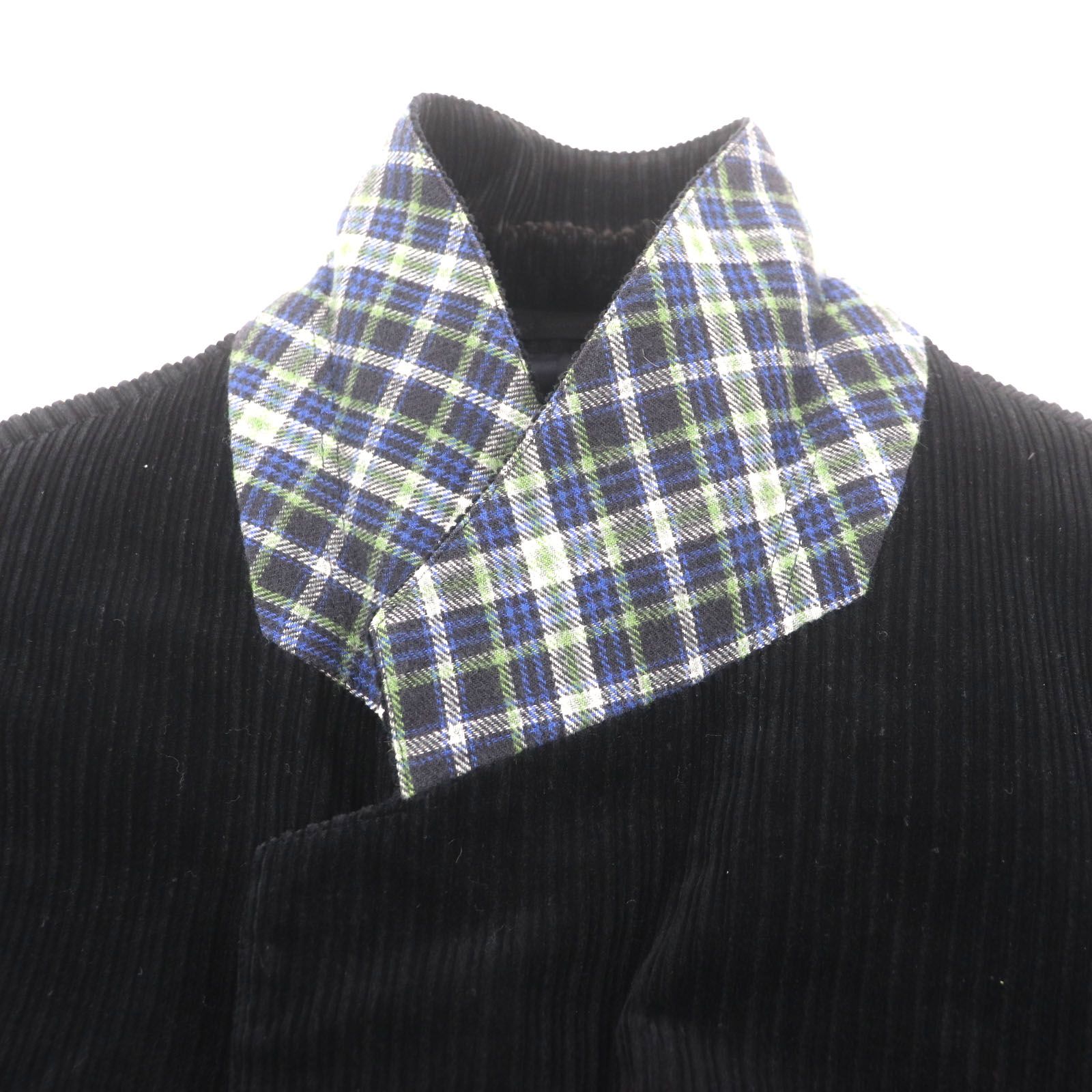 美品▽Papas パパス カシミヤ混 コーデュロイ ロゴ刺繍入り シングル