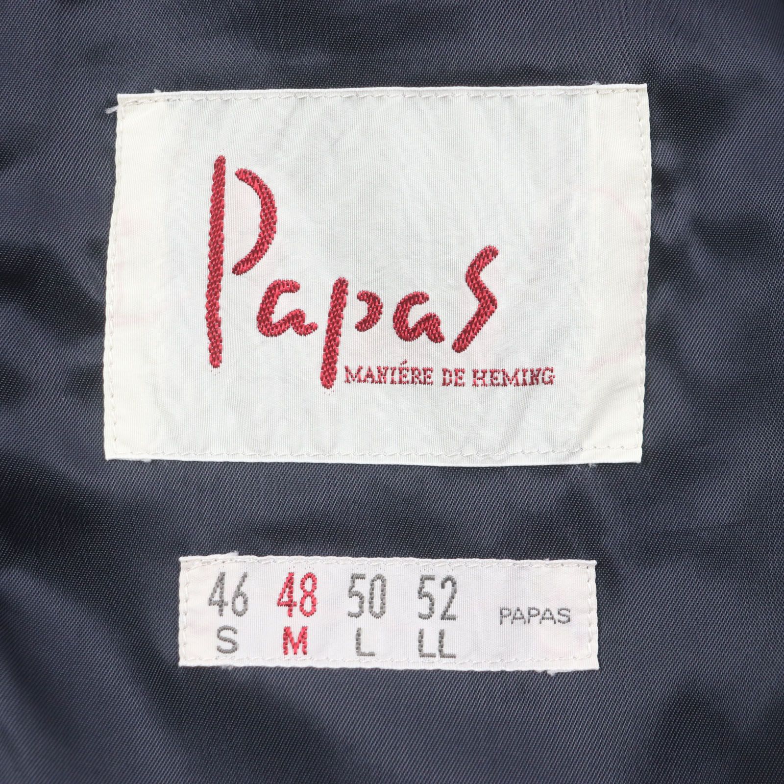 美品▼Papas パパス カシミヤ混 コーデュロイ ロゴ刺繍入り シングルジャケット テーラード ブラック M 日本製 正規品 メンズ 美品▽Papas パパス カシミヤ混 コーデュロイ ロゴ刺繍入り シングル