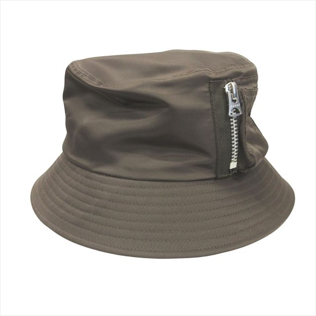 サカイ sacai シングルブリム ポケット ハット Single Brim Pocket Hat バケット ナイロン 帽子 ロゴ 刺繍 1 茶 ブラウン メンズ レディース