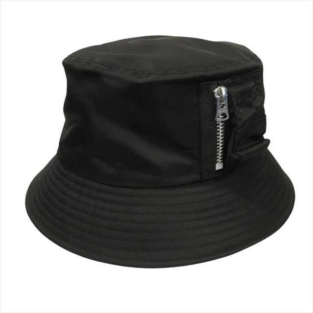 サカイ sacai シングルブリム ポケット ハット Single Brim Pocket Hat バケット ナイロン 帽子 ロゴ 刺繍 3 黒 ブラック メンズ レディース