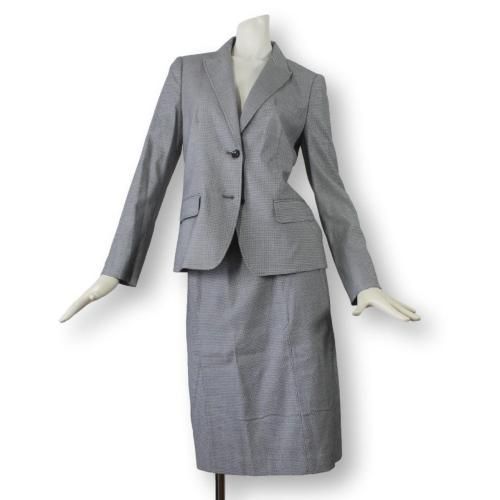 スキャパ SCAPA スカートスーツ 38 セットアップスーツ M 千鳥格子柄 イタリア製生地 セレモニー 面接 ビジネス ♥に近い