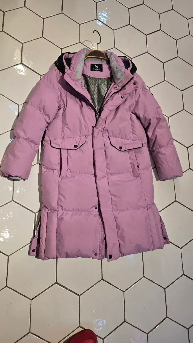 HAZZYS へジス ピンク ロング ダウン 145