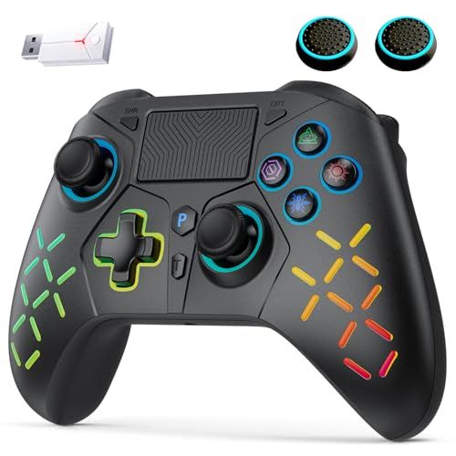 PS 5 コントローラー 無線 有線接続 2 4 Gレシーバー付き の微動機械ボタン のカスタムRGBライト 切り替え なホール効果 Turbo連射機能 6軸ジャイロセンサー 1000 mAhバッテリー 3 mmオーディオ アシストキャップ 付s