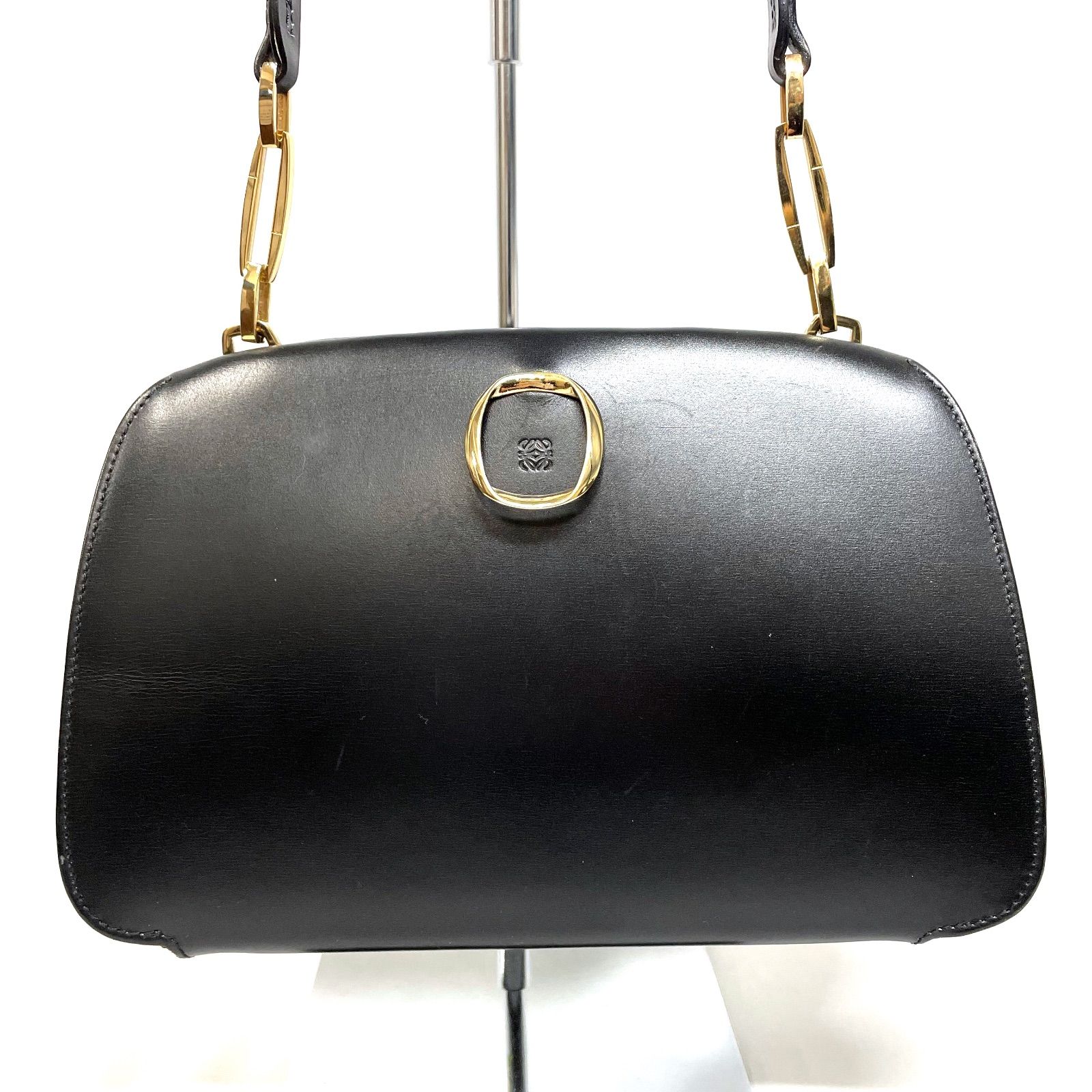 Bランク】 ロエベ LOEWE アナグラム ハンドバック ブラック レザー