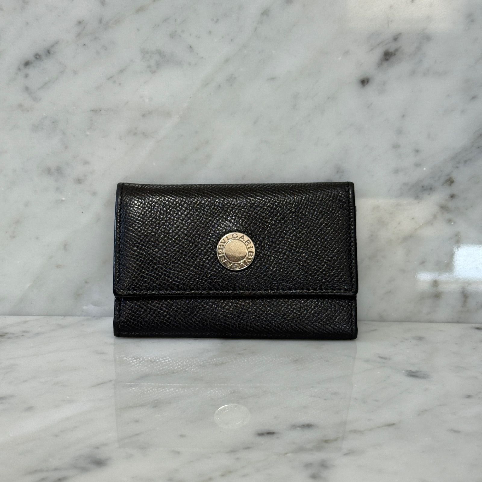 BVLGARI ブルガリ キーケース 本革 レザー ブラック 黒 銀 - メルカリ