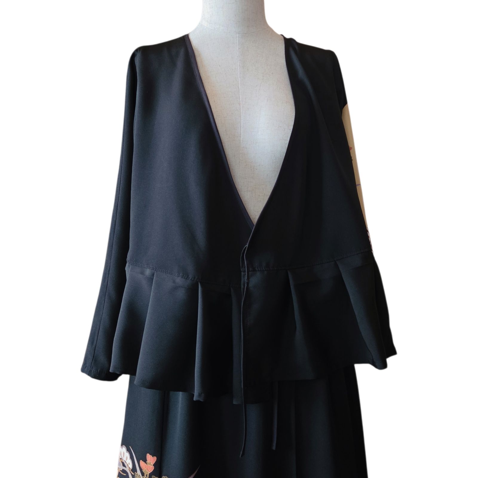 ❦Kaena❦ 着物リメイク セットアップ ロング ワンピース ペプラム