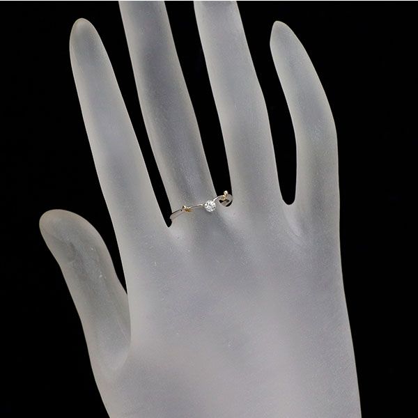 Pt 900| K 18 PG ダイヤモンド リング 0.104 ct Vネック リング 指輪 