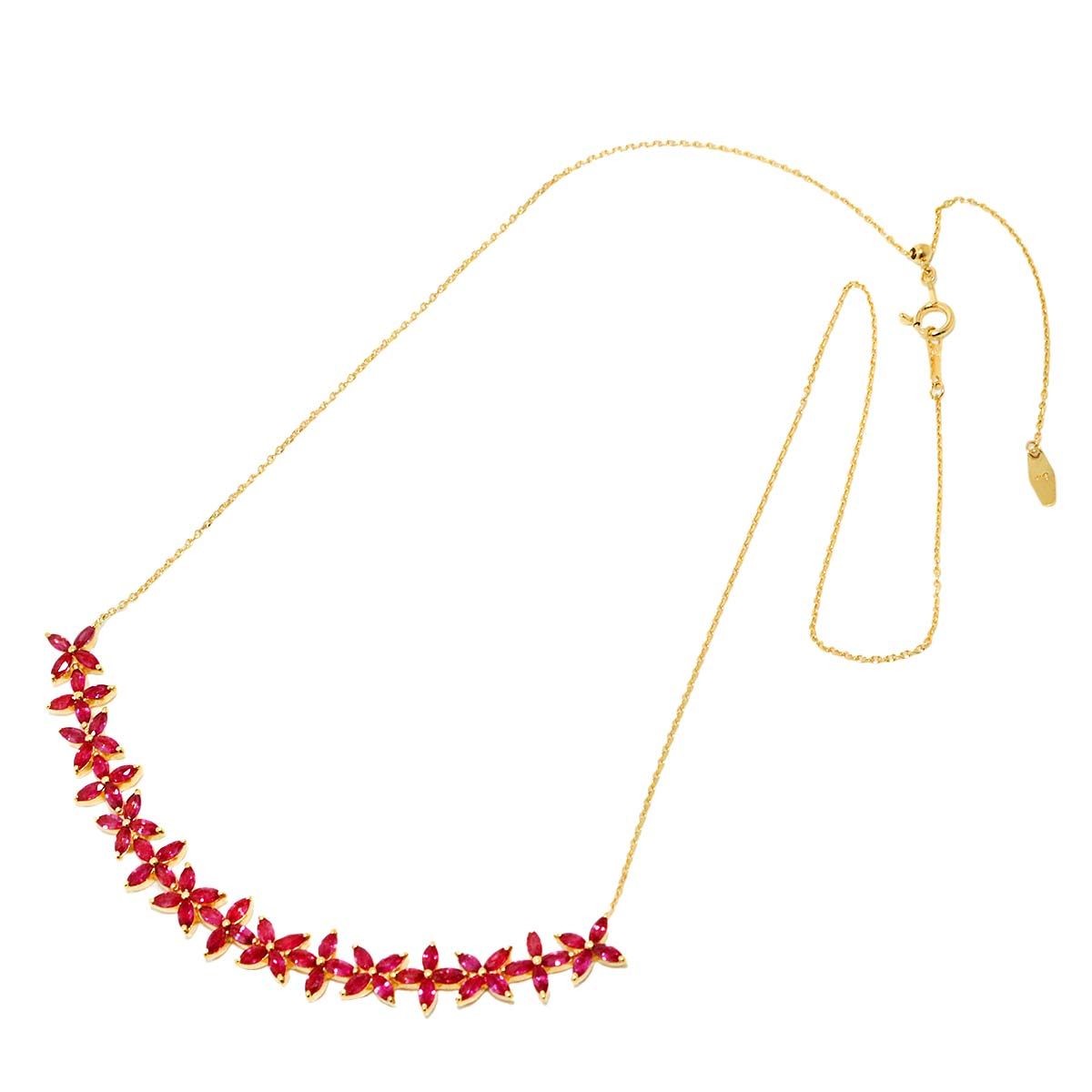 ルビー 3.91 ct ネックレス 44 cm K 18 YG イエローゴールド 750 Ruby Necklace