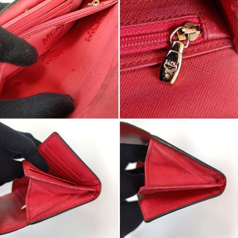 MCM エムシーエム レター型 長財布 ロゴ 総柄 ブラウン系 内側ピンク系 