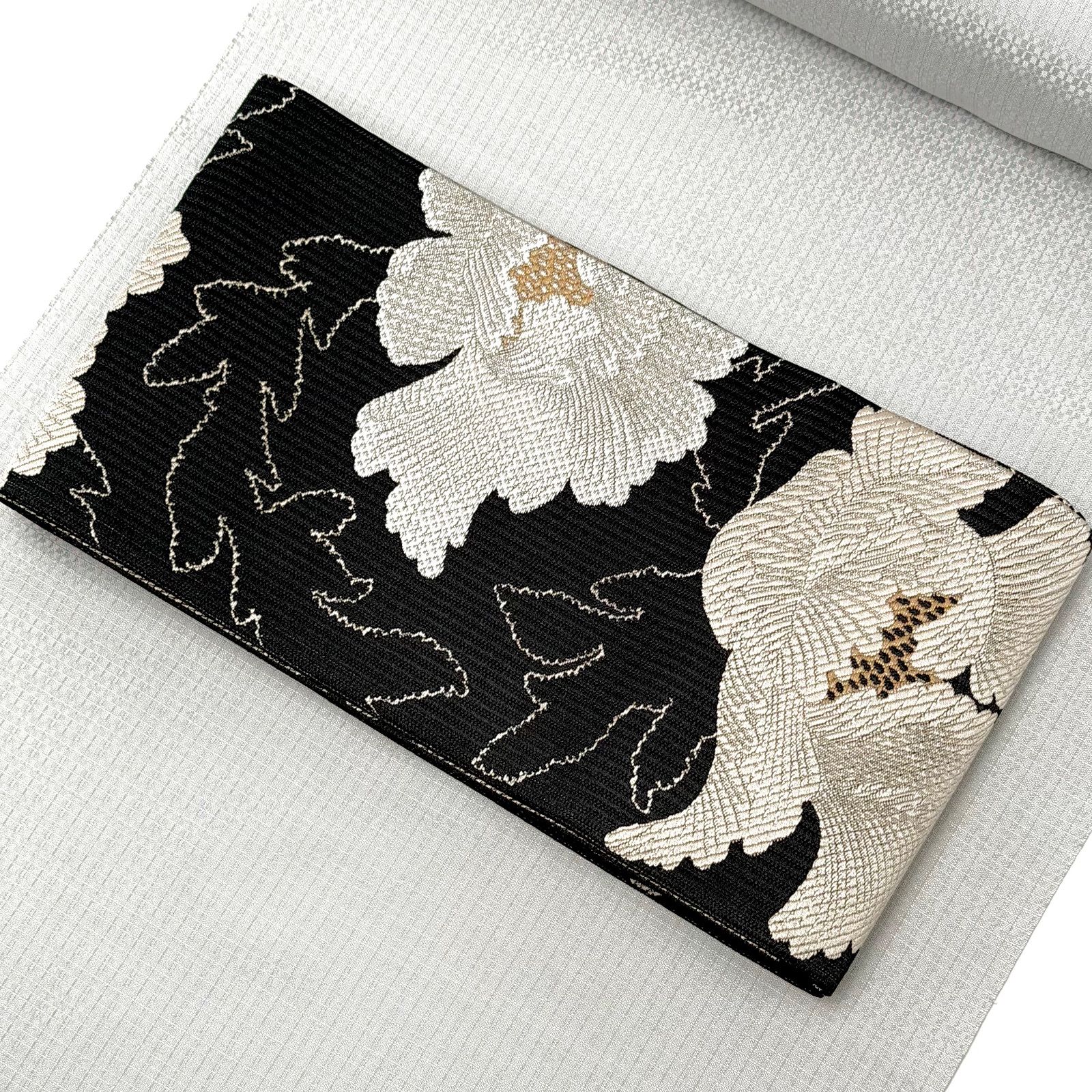 半幅帯　博多織　リバーシブル　博多小袋帯　牡丹柄　6697 半幅帯 博多織 リバーシブル 博多小袋帯 牡丹柄 0372 - メルカリ