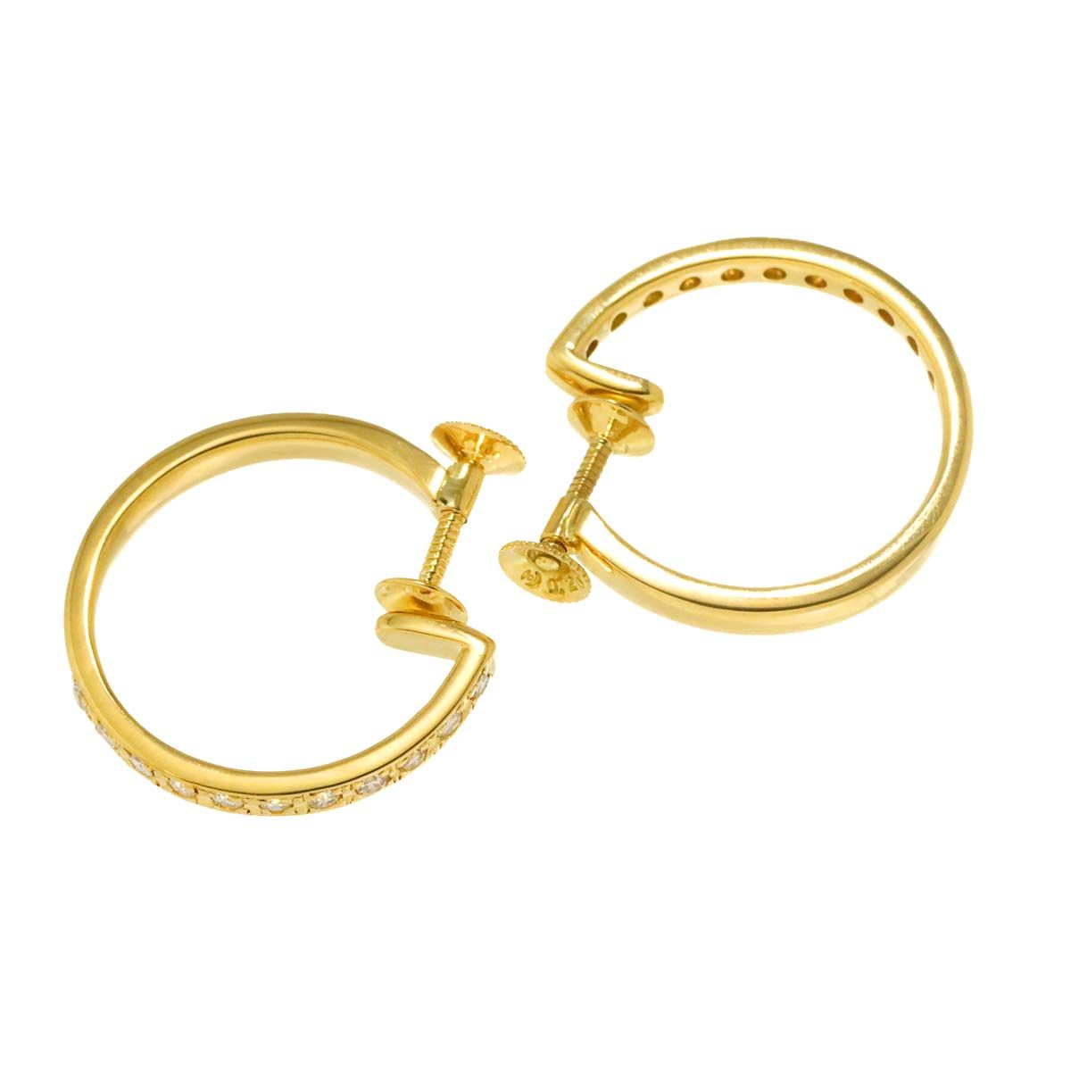 タサキ TASAKI ダイヤ 0.20ct×2 フープ イヤリング K18 YG イエロー