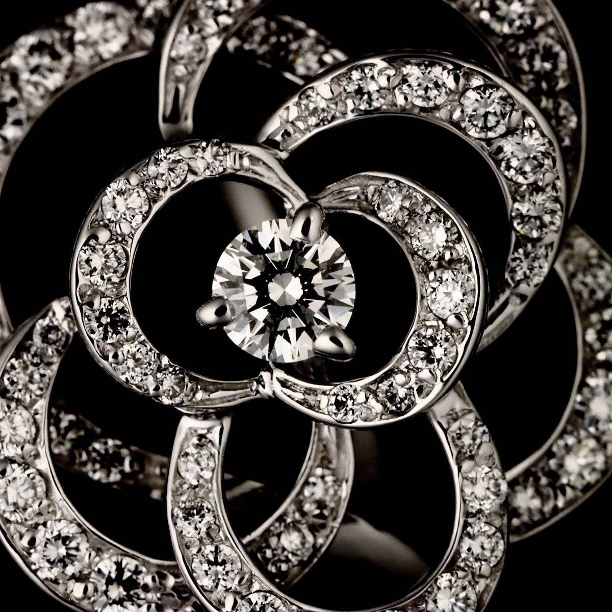 シャネル CHANEL カメリア #54 リング ダイヤ K18 WG ホワイトゴールド