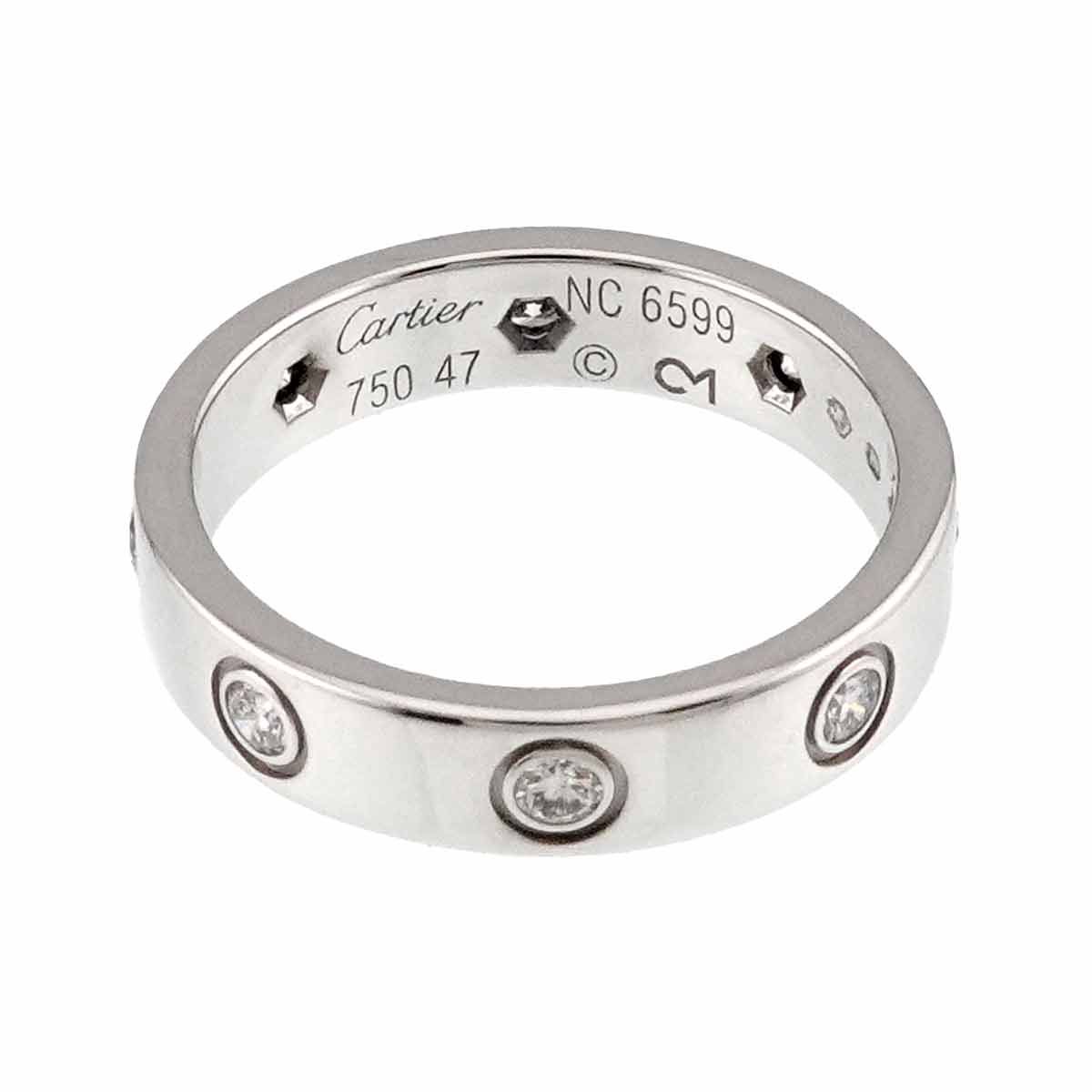 カルティエ Cartier ミニラブ #47 フル ダイヤ リング K18 WG ホワイト