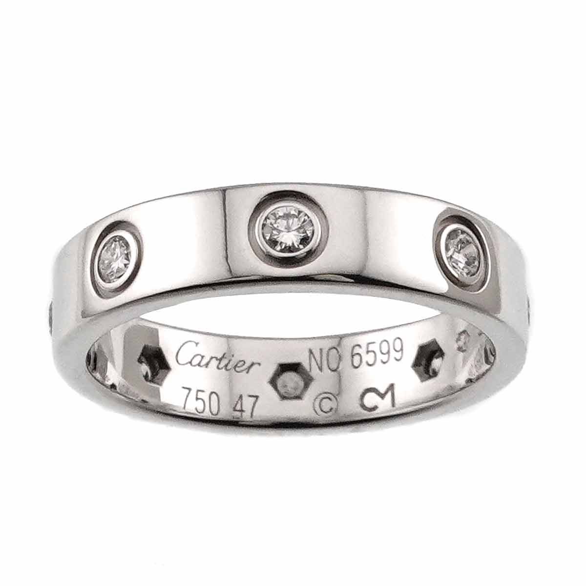 カルティエ Cartier ミニラブ #47 フル ダイヤ リング K18 WG ホワイト