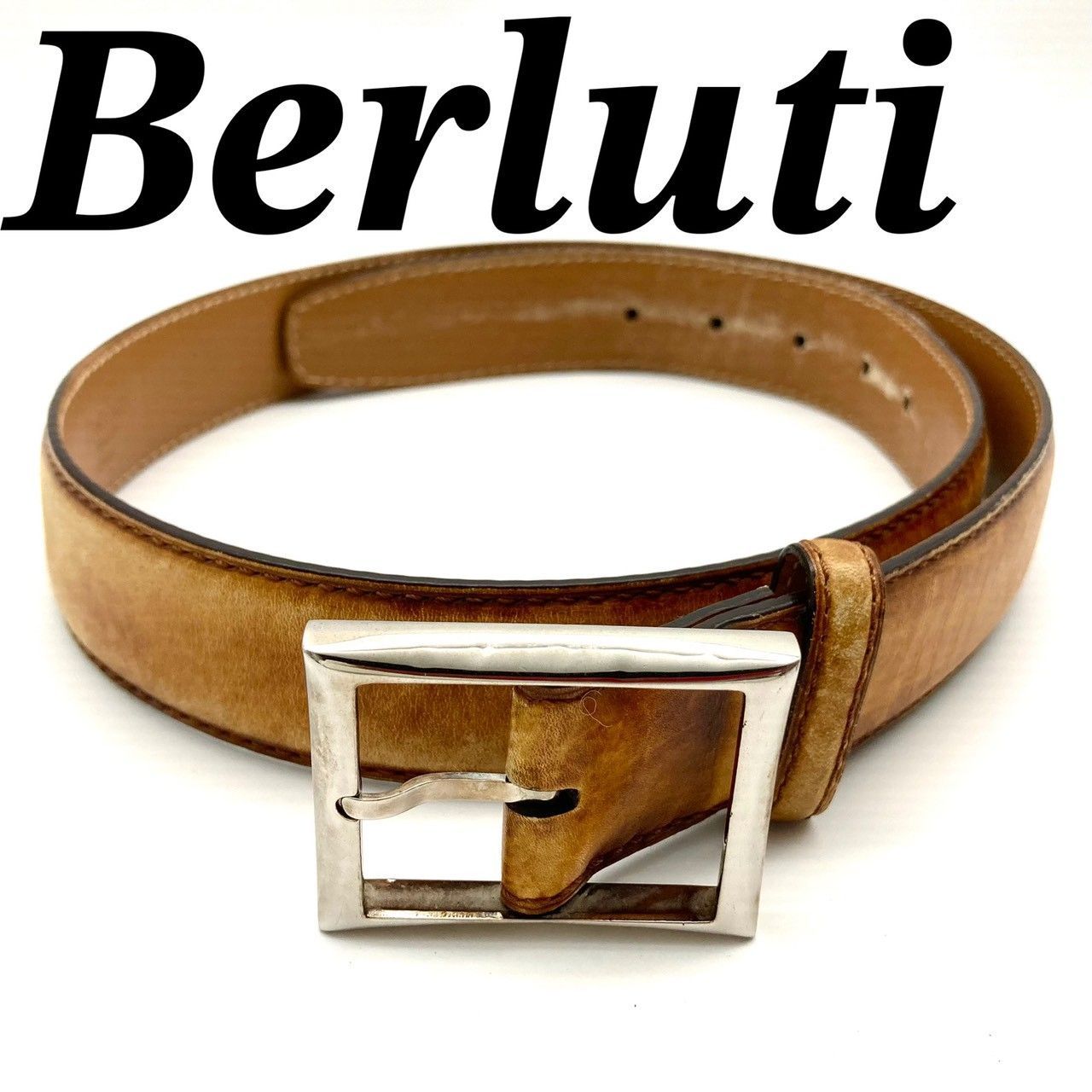 ベルルッティ ベルト スクリットレザー ブラウン カリグラフィ 80112