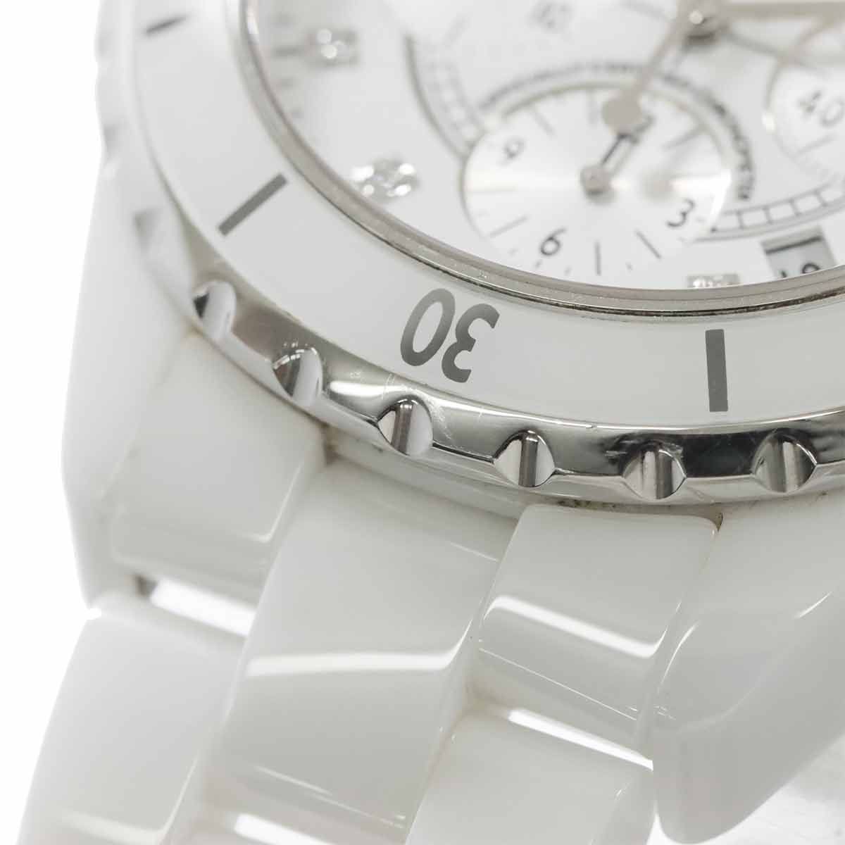  シャネル CHANEL J12 41mm クロノグラフ H2009 メンズ 腕時計 9P ダイヤ デイト ホワイト セラミック オートマ 自動巻き ウォッチ 90304760 動きやすい 自動巻き時計 腕時計(アナログ)