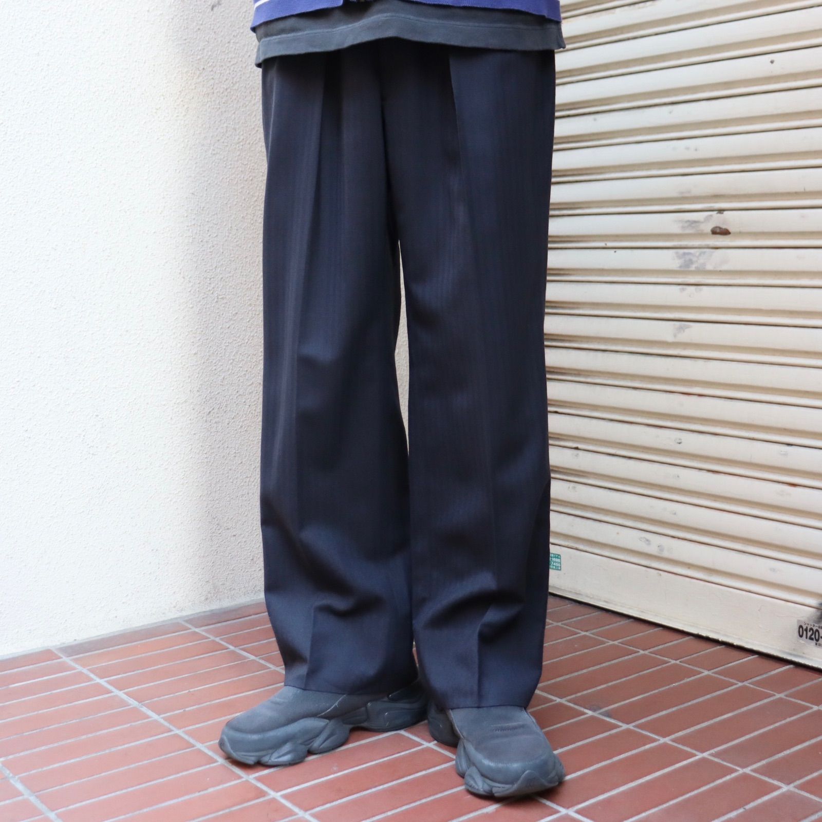 90s ラルフローレン 2タック ワイド ヘビーツイルスラックス ダブル