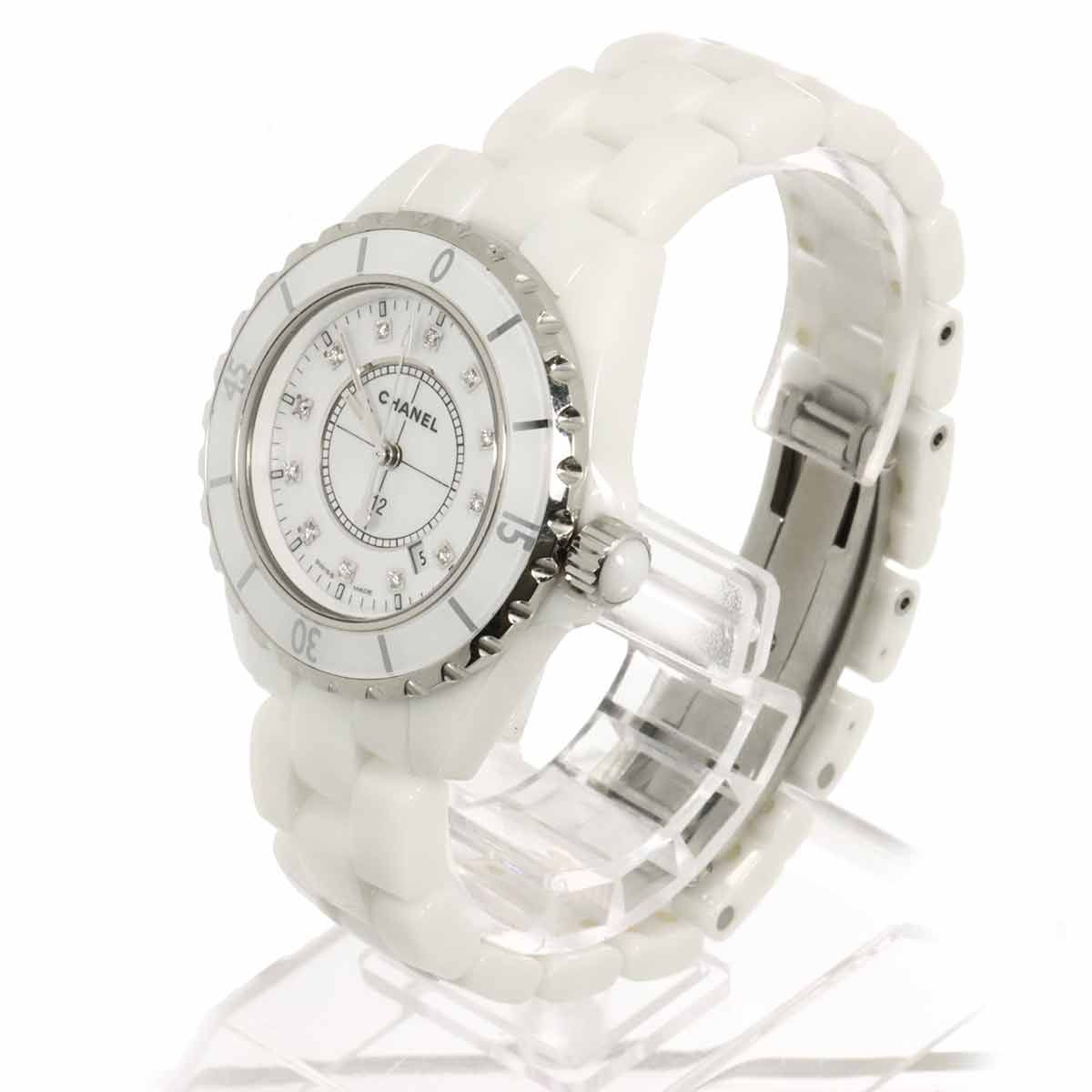 シャネル CHANEL J12 33mm H1628 レディース 腕時計 12P ダイヤ デイト