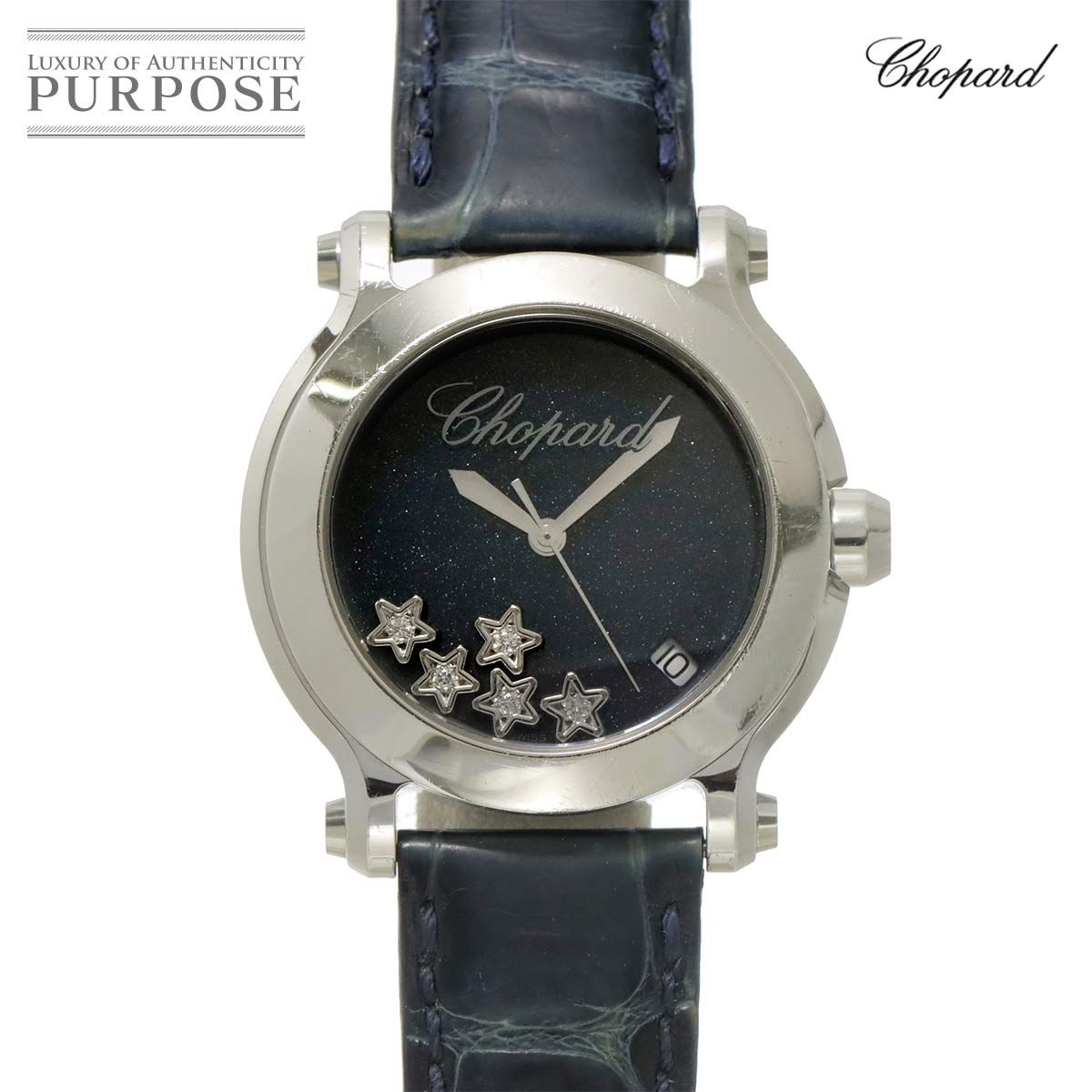 ショパール Chopard ハッピースポーツ 278475-3020 150周年記念 デイト 腕時計 4 P スター ダイヤ クォーツ Happy sports