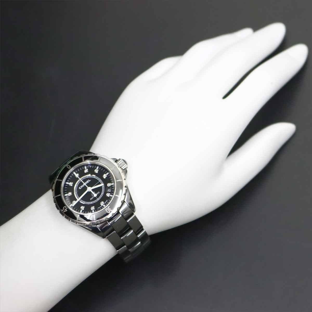 シャネル CHANEL J12 38mm H1626 メンズ 腕時計 12P ダイヤ ブラック