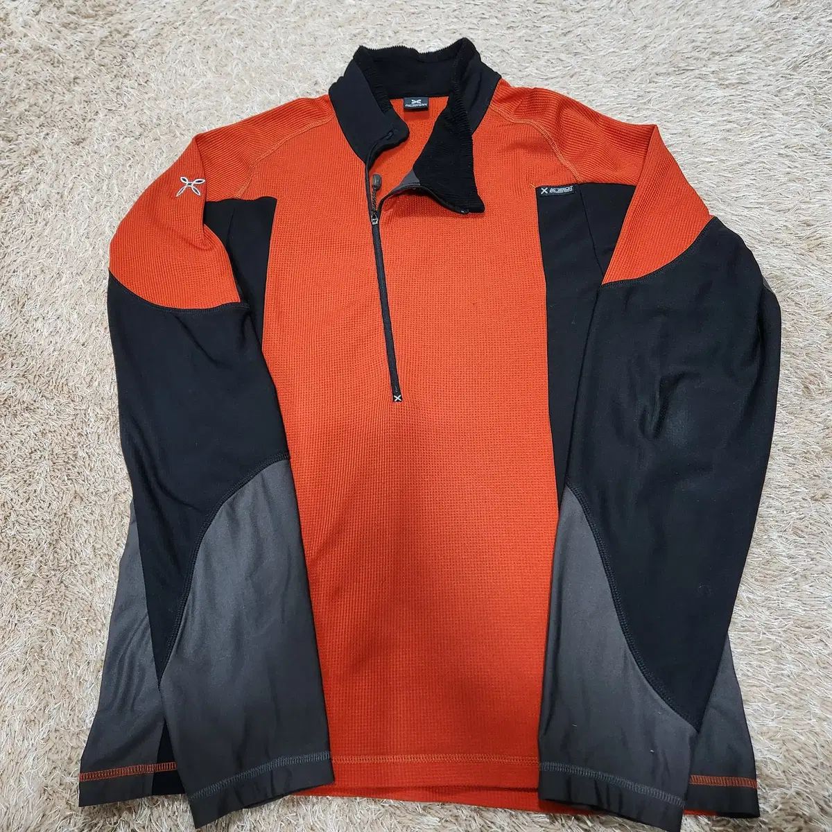 モンチュラ 起毛 斜めボーダー ジップアップ 登山Tシャツ メンズ 105 サイズ