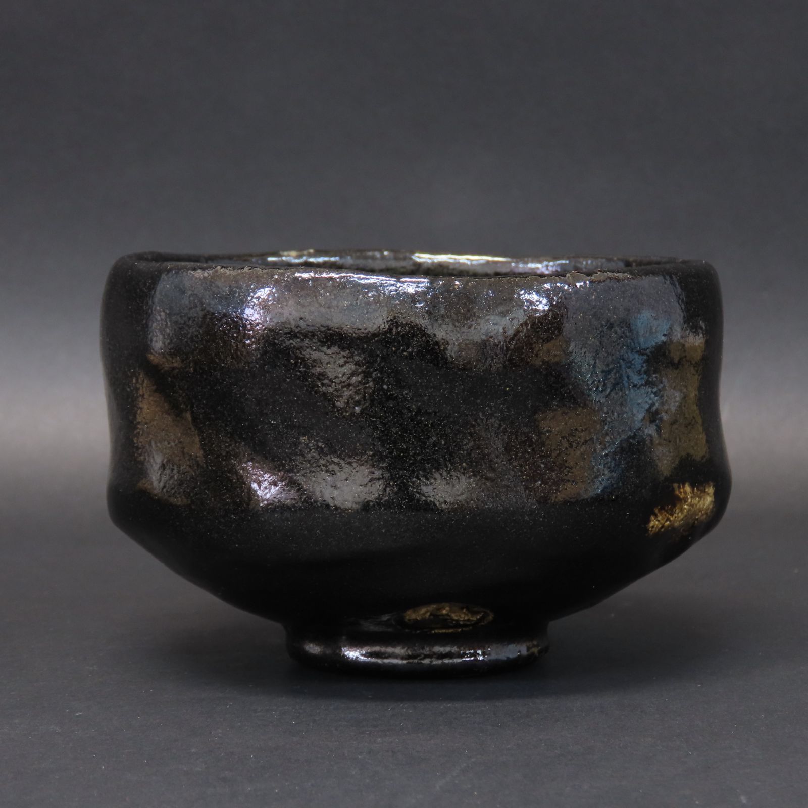 02s60 美品 佐々木松楽 真作保証 茶道具 黒楽茶碗「銘：直心」大徳寺