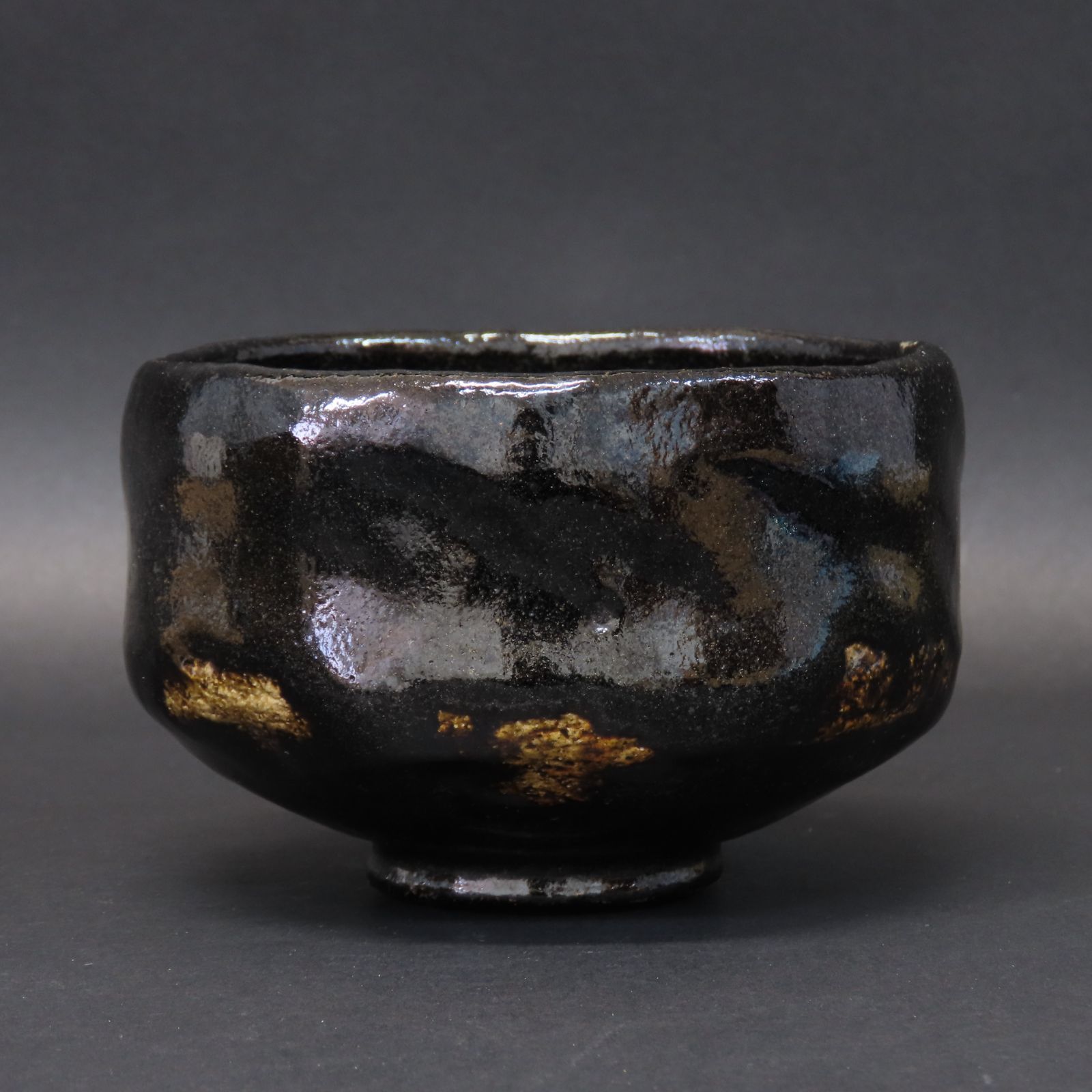 02s60 美品 佐々木松楽 真作保証 茶道具 黒楽茶碗「銘：直心」大徳寺