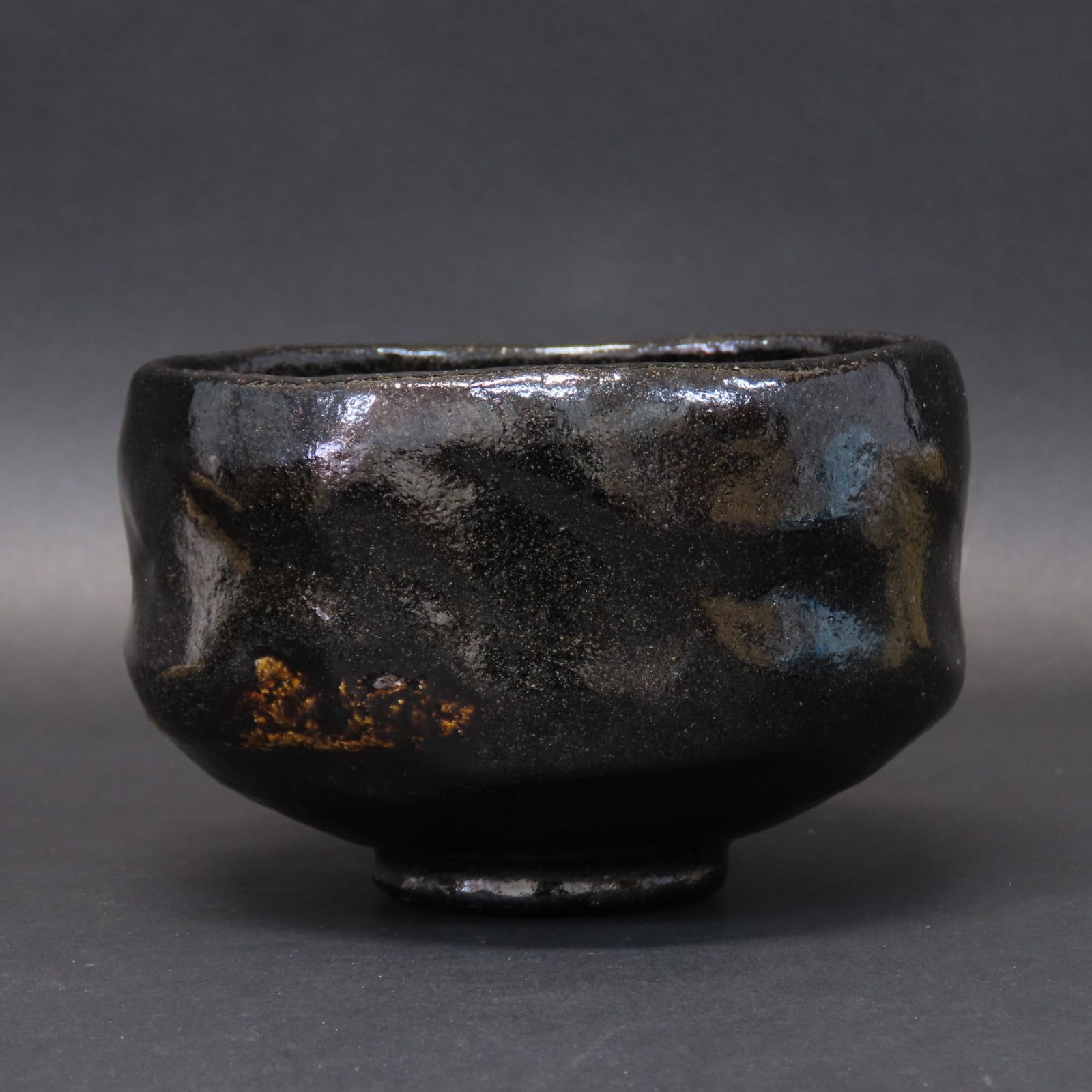 02s60 美品 佐々木松楽 真作保証 茶道具 黒楽茶碗「銘：直心」大徳寺